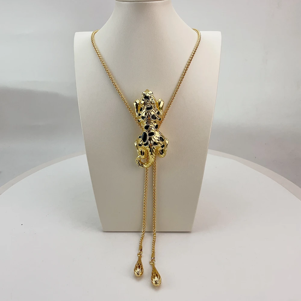 EMMA مجوهرات الزفاف الإيطالية المطلية بالذهب كبيرة طويلة سلسلة قلادة أقراط مأدبة هدية مجموعة مجوهرات الأزياء للنساء FHK21119