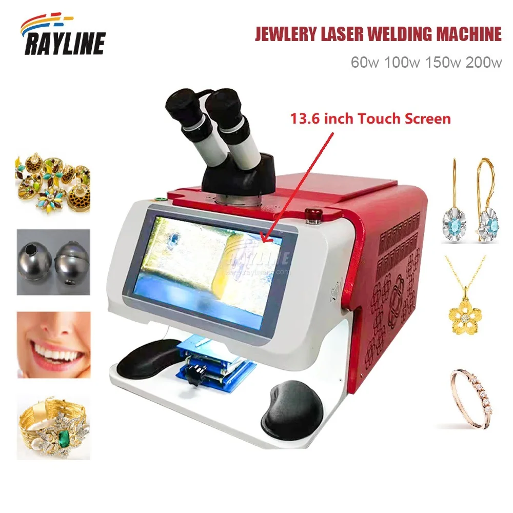 200W Mini Jewelry Welding Machine With CCD 13.6 Inch Touch Screen High Precision For Gold Silver Titanium Cooper Dental Watch