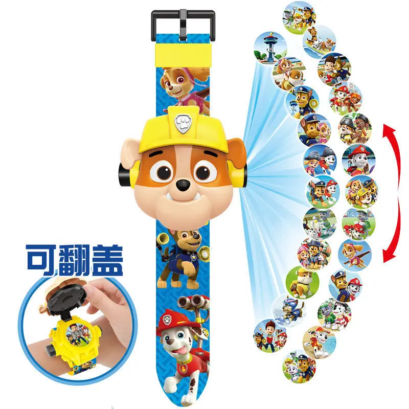 PAW PATROL Toys 3D Projection Digital Watch Dog Puppy Patrulla Canina Anime Action Figures Model Marshall Chase Kid Gift Set