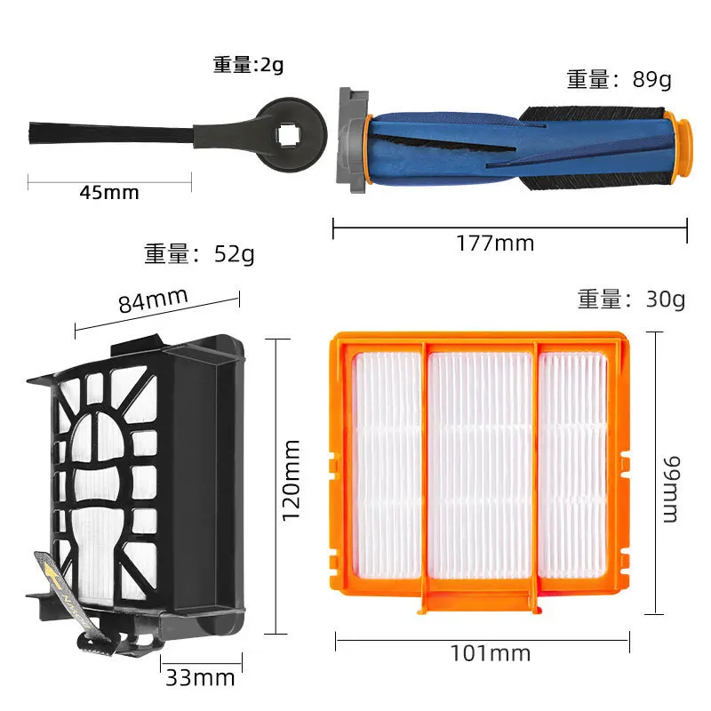 Replacement for Shark AV2501AE AV2502AE Robot Vacuum Cleaner Spare Parts Main Brush Side Brush Hepa Filter Primary Filter