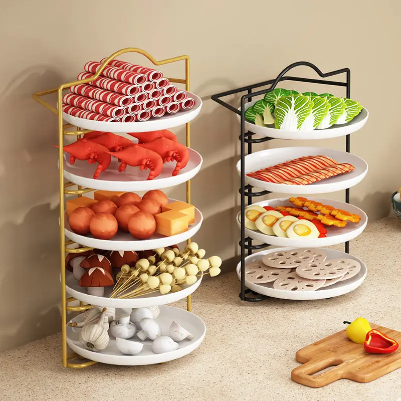

Multifunctional Kitchen Rack For Preparing Food Wall Mounted Multi-Layered Storage Rack For Hot Pot Side Dishes Kitchen Storage