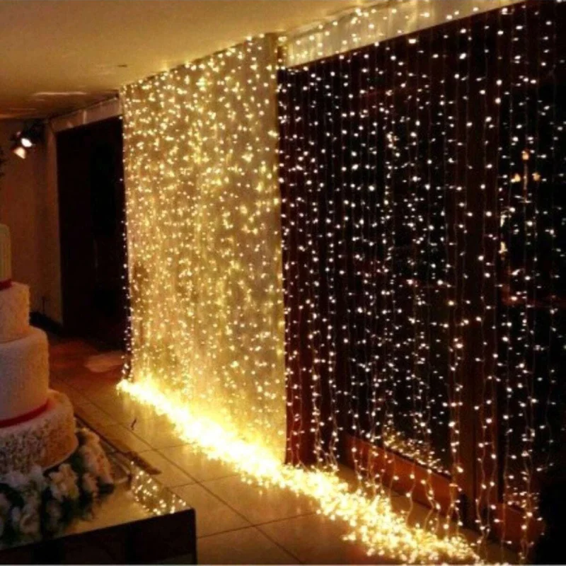 Led Curtain 500 LED Lamps Warm White OR Cold White 2.8mx2.5 M 110V Fixed Light Function