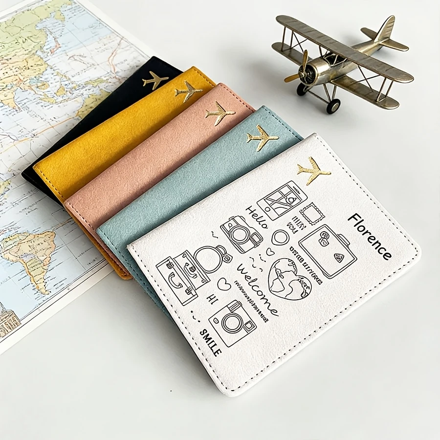 Cartoon Custom Name Open Style Passport Holder Multi-color Travel Storage Case for Passport Visa Practical Travel Gift