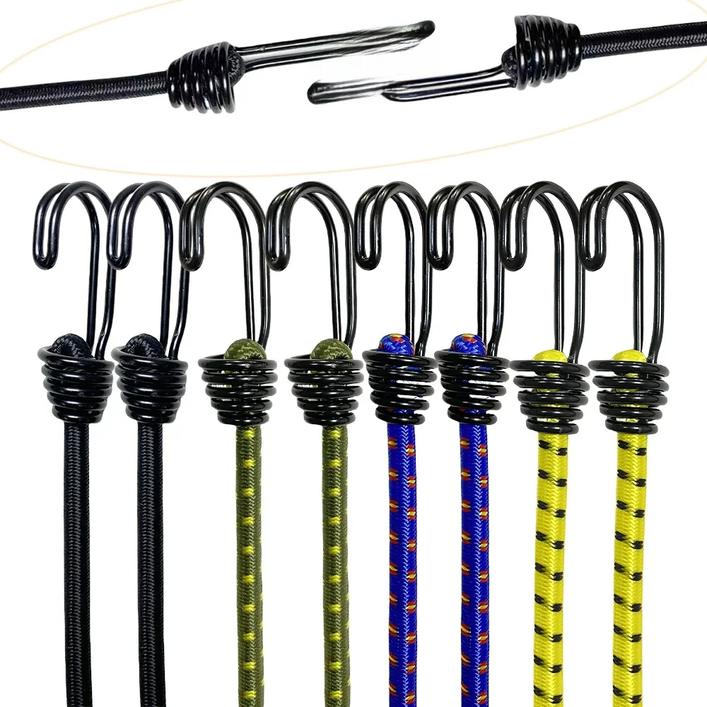 AliExpress 8Pcs 60cm Camping Bungee Cord Double-J Hooks Elastic Straps Bungee Cords High Elasticity Latex Tied Rope Bicycle Luggage Lanyard