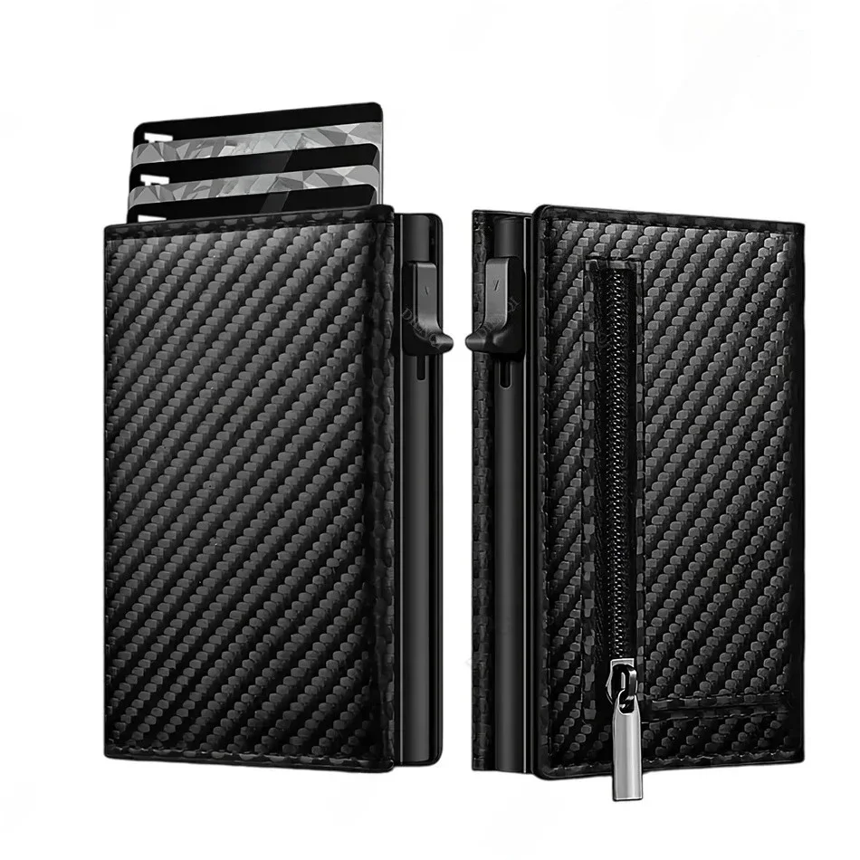 Rfid Creditcardhouder Geldzak Luxe Koolstofvezel Id Bankkaarthouder Portemonnee Minimalistische Portemonnee voor Mannen Carteira Masculina - afbeelding 2