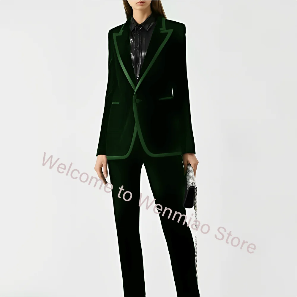 Velvet Women\'s Blazer Formal Business Suit 2 Piece Jacket Pants Set Office Workwear Lady Outfit Ladies\' Suit