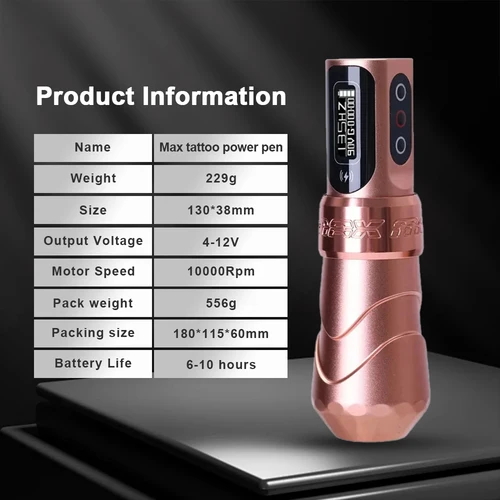 Imagen 2 del producto YILONG MAX máquina de tatuaje cartucho pluma 2400mAh batería de gran capacidad Motor sin núcleo máquina de pluma para artistas de tatuajes