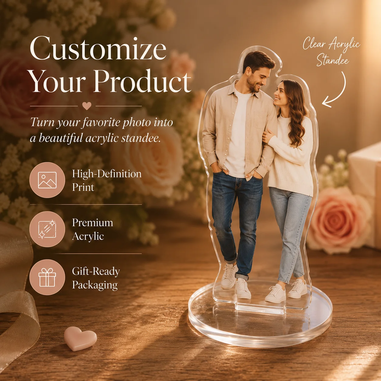 Custom Acrylic Standee 3D Decoration, Life-Size - Upload Your Own Photo, Sturdy Floor-Standing Design