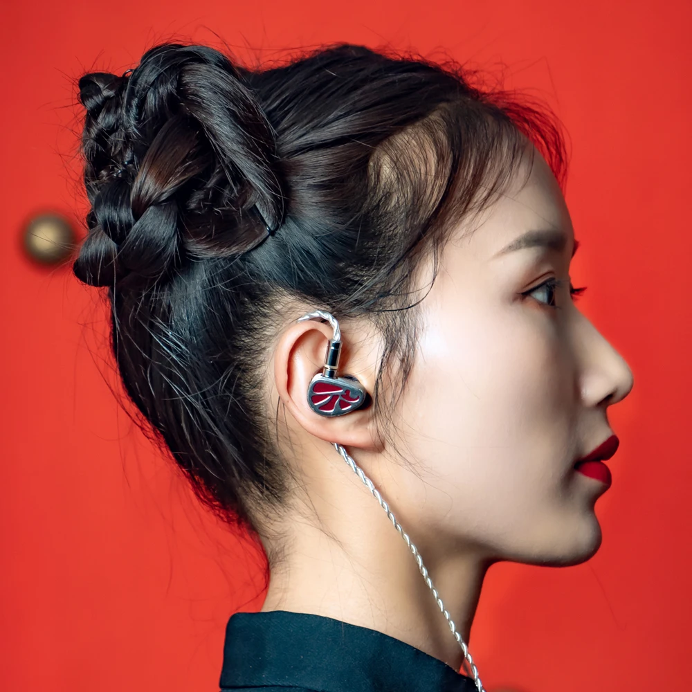 Bgvp thhifi face red main 1dd + 2ba tecnologia híbrida na orelha fone de ouvido de metal com música hifi mmcx esporte headphoens cabo destacável