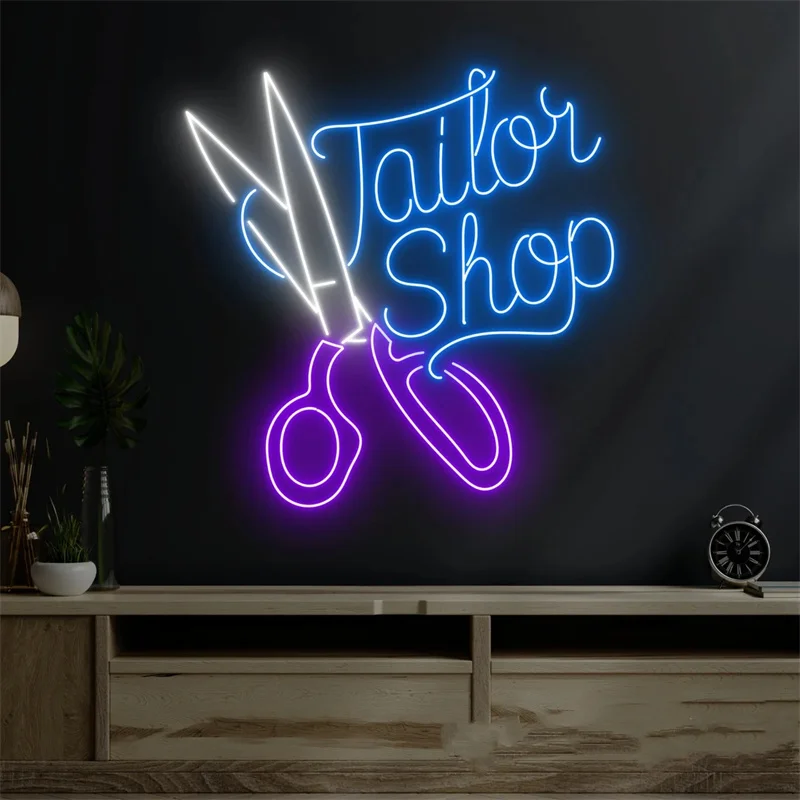 Tanda Led Neon toko penjahit, tanda Neon kustom, dekorasi belanja mode, dekorasi dinding butik pakaian, seni dinding toko pakaian