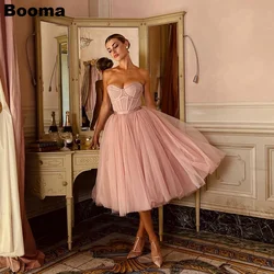 Booma Short A-Line Prom Dresses Sweetheart Sleeveless Tulle Homecoming Party Gowns for Women Tea-length Evening Dress