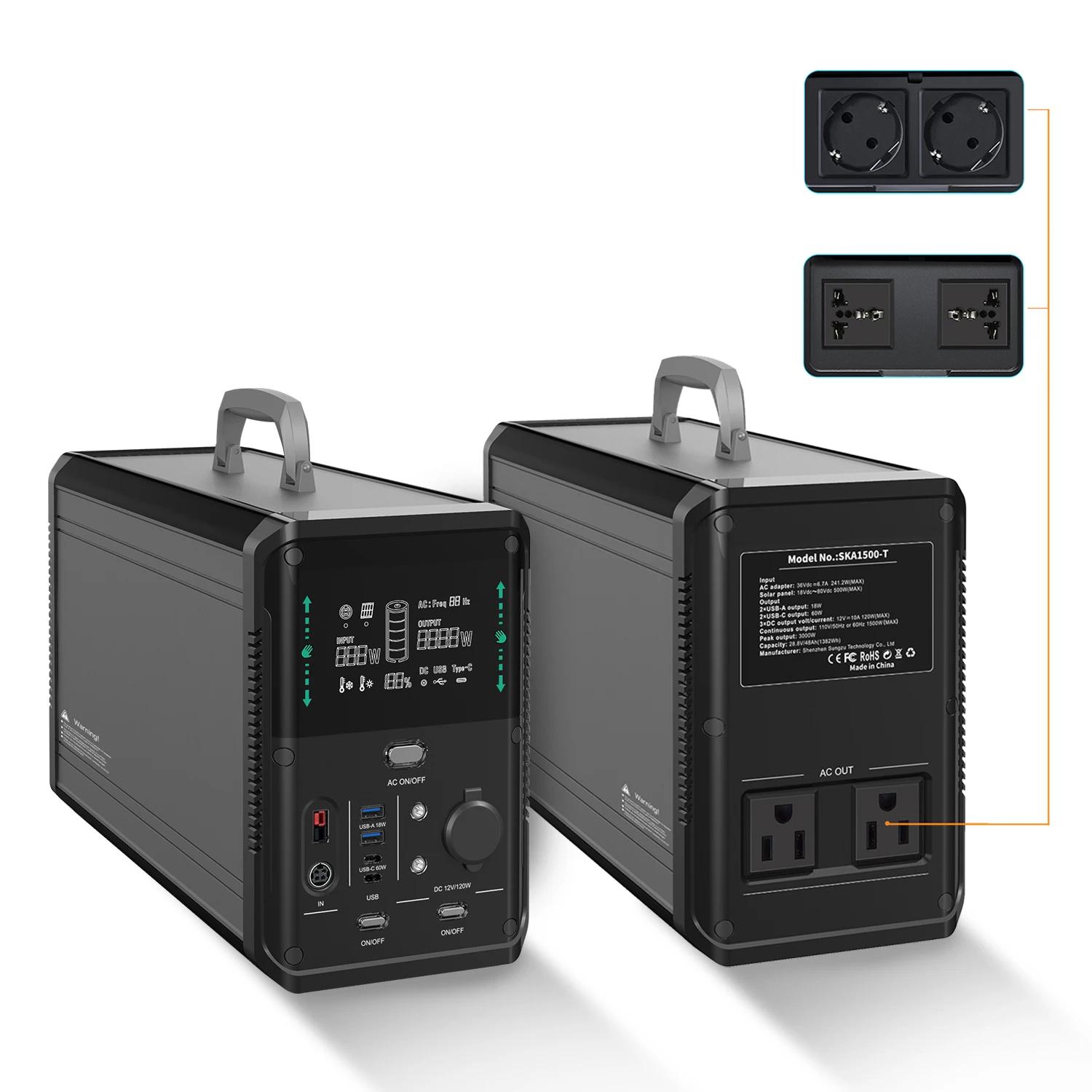 محطة طاقة LiFePO4 1500 وات/1380 وات في الساعة 432000 بطارية mAh محمولة PD 60W شحن سريع مولد الطاقة الشمسية للمنزل في حالات الطوارئ في الهواء الطلق RV