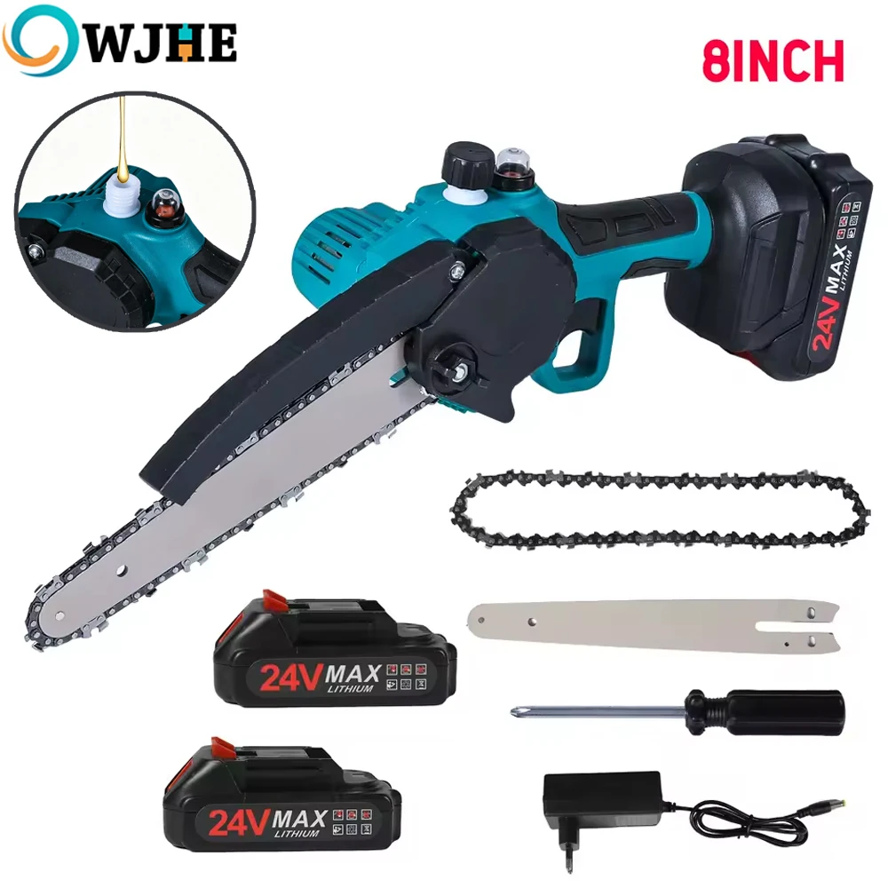 Motosierra eléctrica OWJHE de 8 pulgadas, motosierra eléctrica inalámbrica sin escobillas, herramientas eléctricas recargables para cortar madera, para Makita