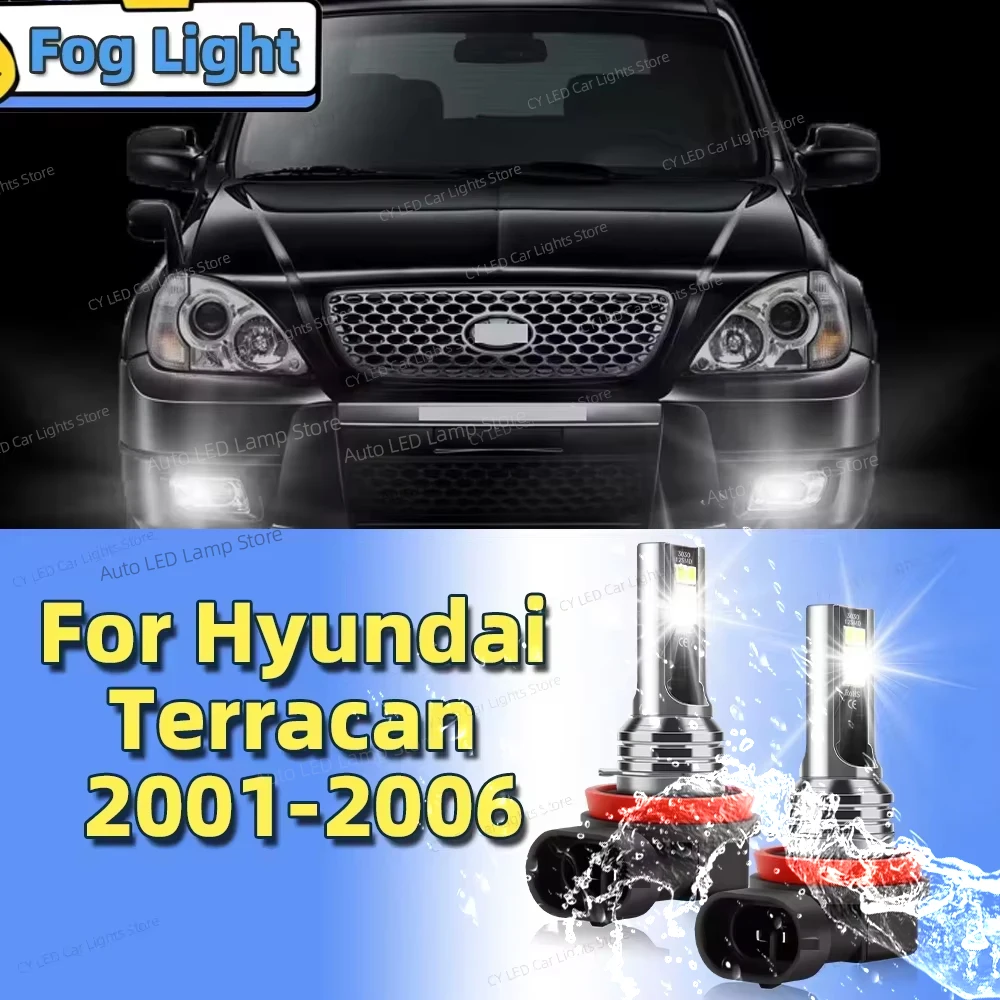 

2pcs LED Front Fog Lamp Car Light Blub 80W For Hyundai Terracan 2001 2002 2003 2004 2005 2006 6000K Accessories Plug and Play