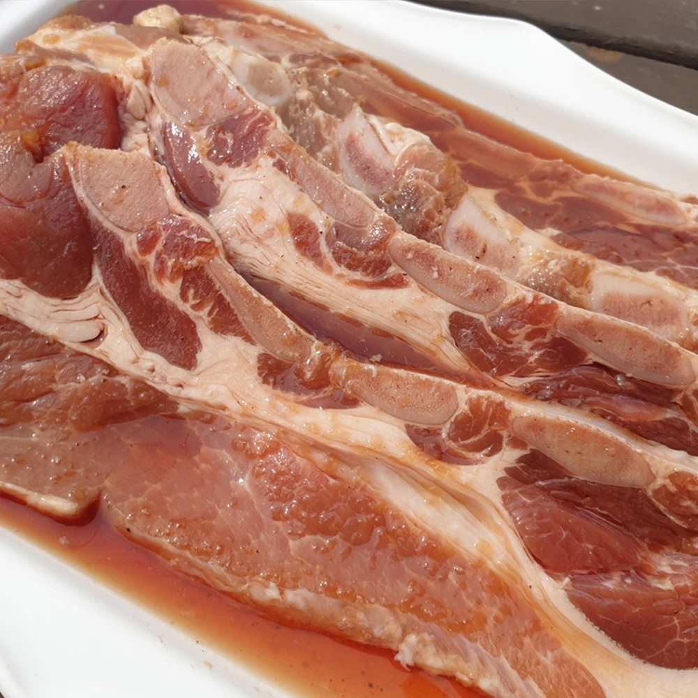 [YUKSIKGA] Handmade Seasoned Pork Ribs 1kg (Seasoned Pork Ribs 1kg / longitudinally cut pork ribs) BBQ Cooking Charcoal Cooking