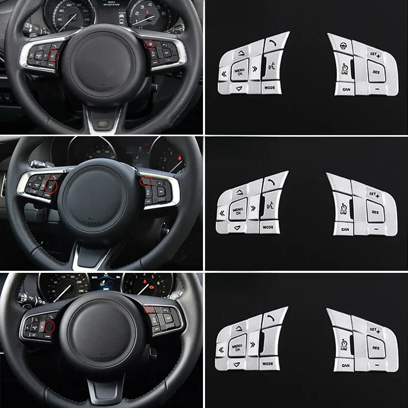 Dla Jaguar XE XF F-PACE E-PACE F-TYPE samochód ze stopu aluminium przyciski na kierownicy cekiny dekoracyjne naklejka ochronna akcesoria — 2