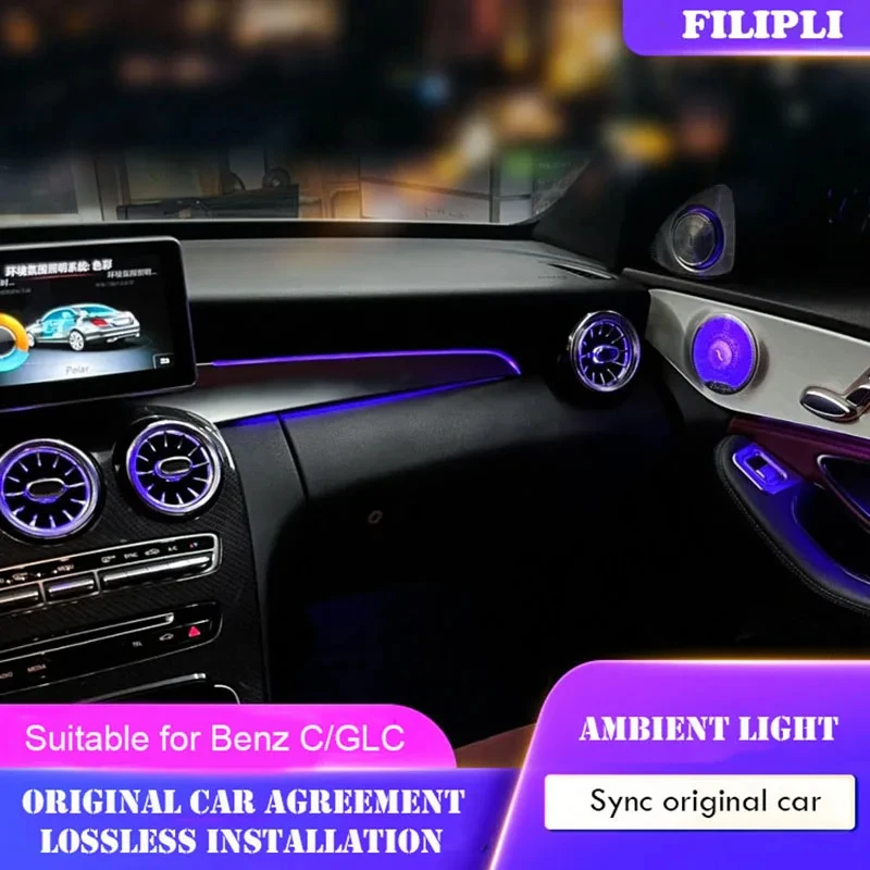 

Atmosphere Lamp Cover For Mercedes-Benz C/GLC class W205 X253 2014-2020 MB Co-pilot Neon Ambient Light LED 3/64 Colors