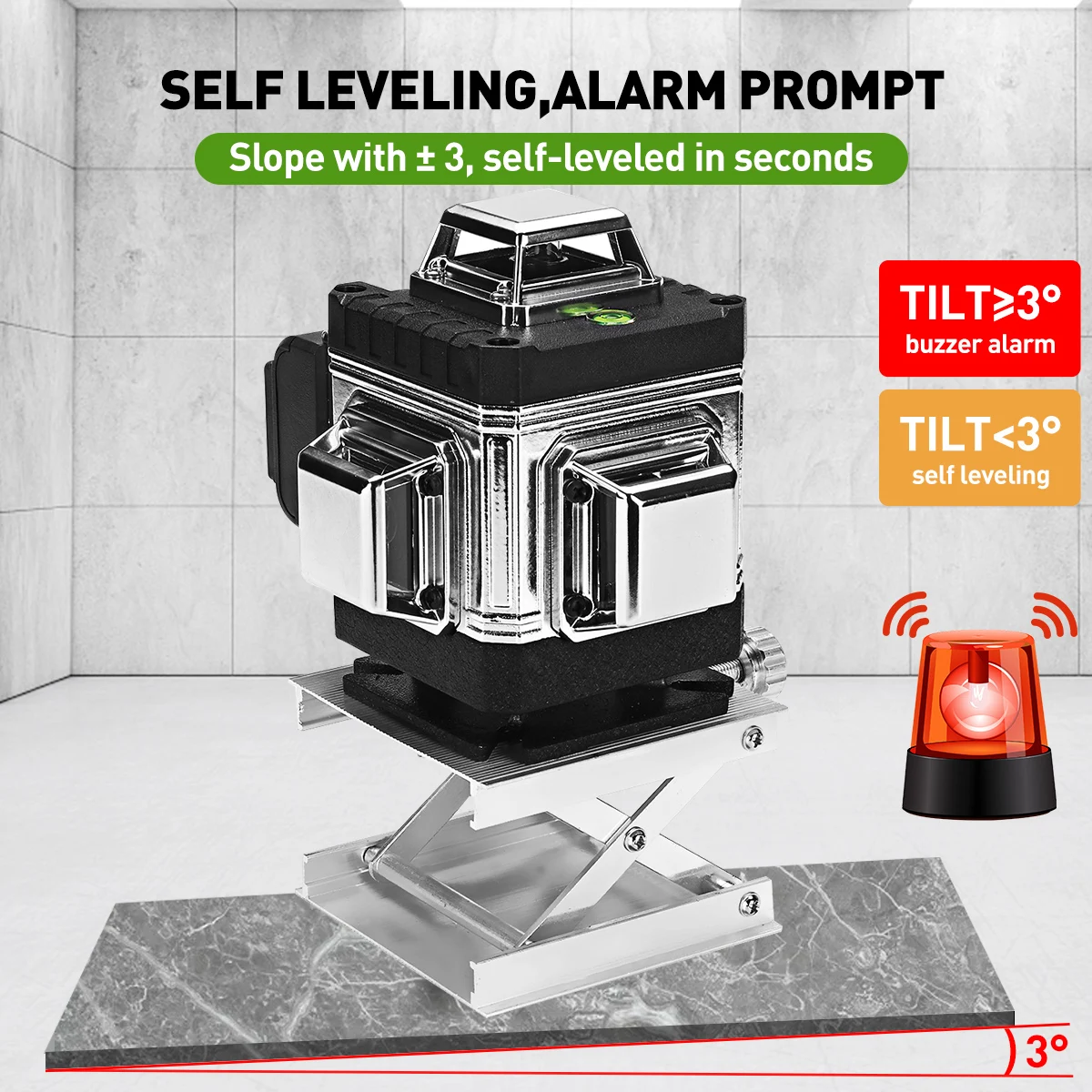 16 خطوط ثلاثية الأبعاد مستوى الليزر الخط الأخضر التسوية الذاتية 360 مستوى الليزر الأفقي والرأسي أدوات البناء المهنية هدية