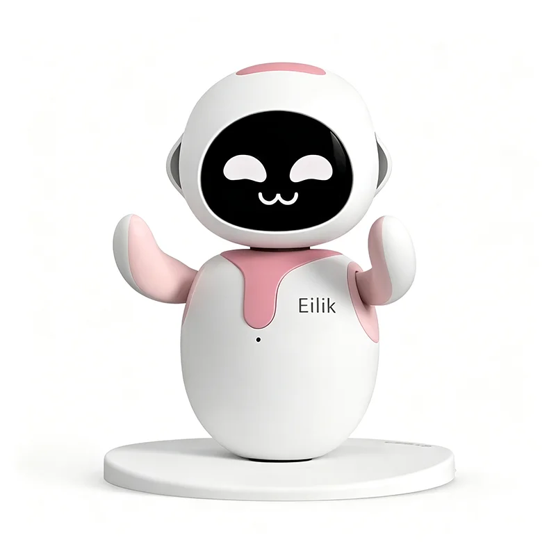 Robot da scrivania Eilik, interazione emotiva, sensore tattile, mini giochi integrati, timer Pomodoro, interazione multi-robot, ricarica USB, colore rosa.