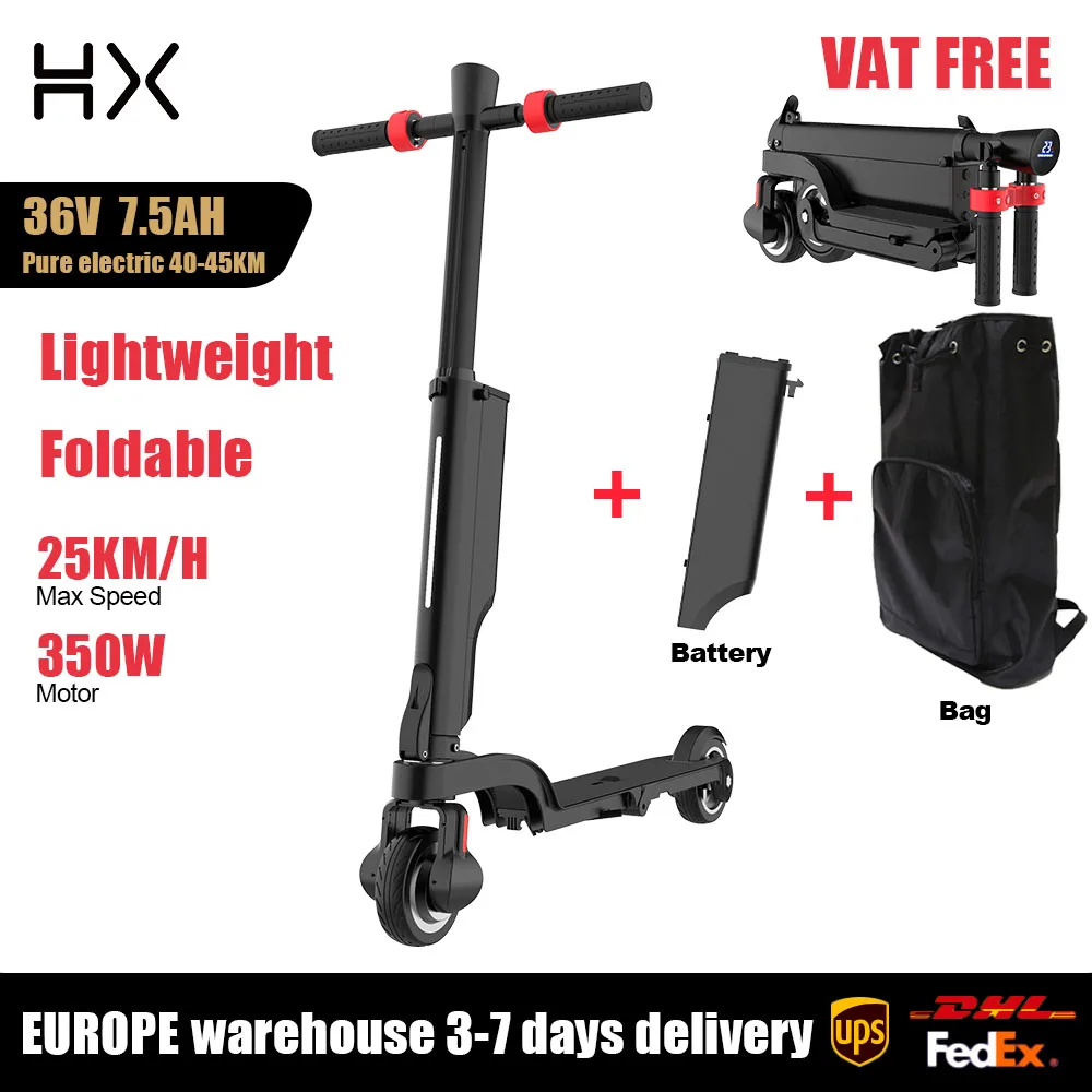 HX X6 Rugzak Elektrische Scooter 350W Motor 36V 7.5Ah Verwijderbare Batterij 25KMH Opvouwbare Elektrische Scooter 5.5 Inch Wielen Draagbaar voor Volwassenen en Kinderen