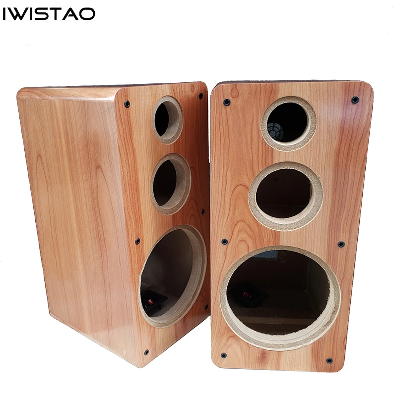 IWISTAO 10 Inch 3 Ways Bookshelf Empty Speaker Cabinet 1 Piece 18mm high-density Board natural Birch Wood Veneer Volume 45L HIFI