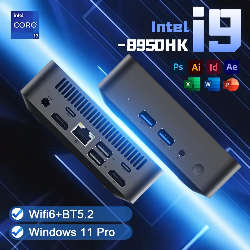 2025 Nuovo MiniPC Windows 11 Pro Intel Core i9 8950HK 16GB di RAM 1TB 2TB SSD WIFI 6 BT5.2 Ultra Computer desktop 4K HD Gaming Pc