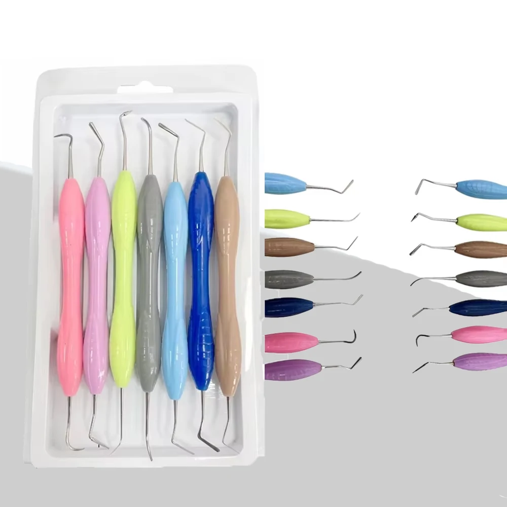 

7pcs Dental Composite Filling Instruments Set Silicone Grip Spatula for Aesthetic Restoration Kit Dentist Clinic Tools