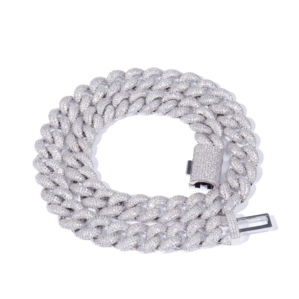 Fashion Iced Out 14MM Miami Cuban Link Chain For Men Icy Necklace Full Diamonds Bracelet Hip Hop Jewelry Gifts Accessories