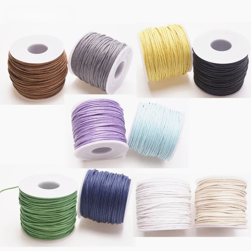 1.5mm 15m/35m woskowany sznurek bawełniany sznurek do koralików woskowany sznurek sznurek woskowy do wyrobu biżuterii i materiałów makramy szpula w rolce HK055 — zdjęcie 2