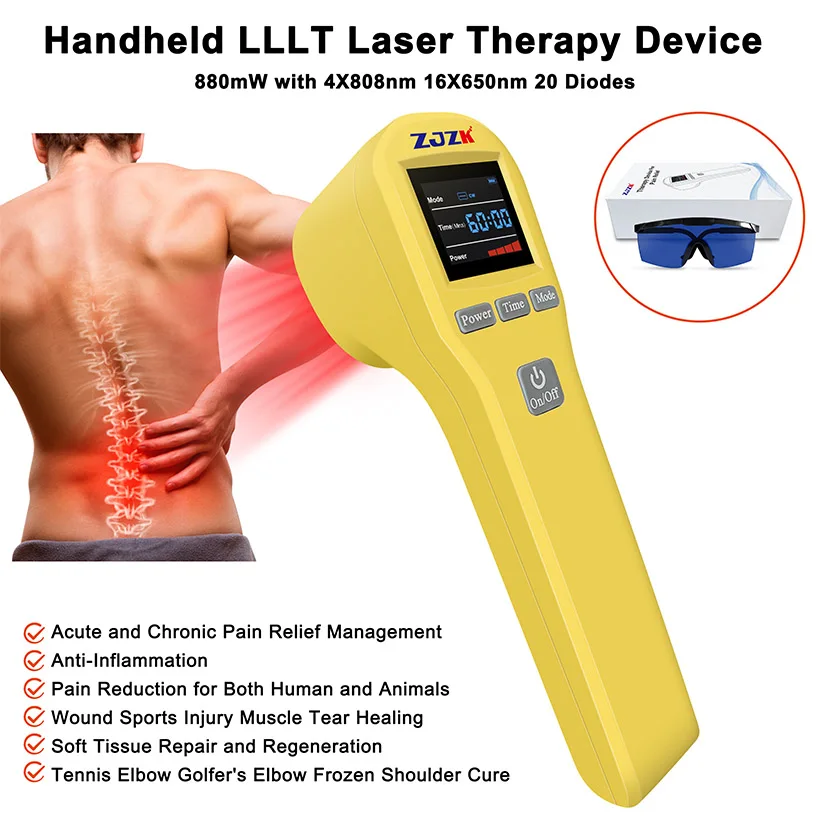 808nm 650nm 880mW tennis elbow therapies class 4 cold laser therapy device medical grade for  pain relief anti-inflammation