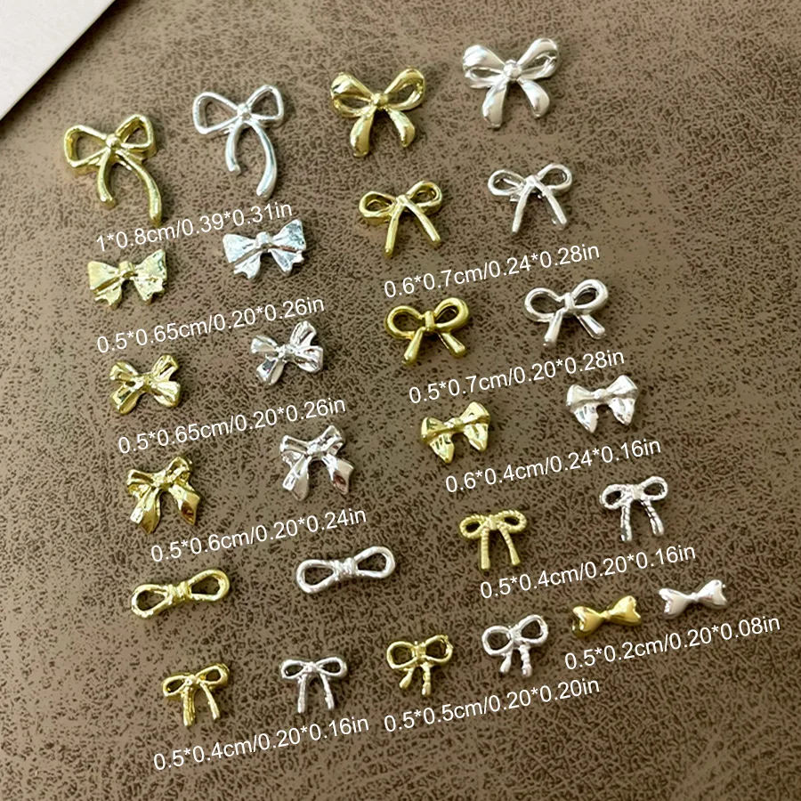 10 sztuk/worek luksusowa kokardka Nail Art Charms 3D stop muszka biżuteria do paznokci dekoracja ze strasem DIY akcesoria