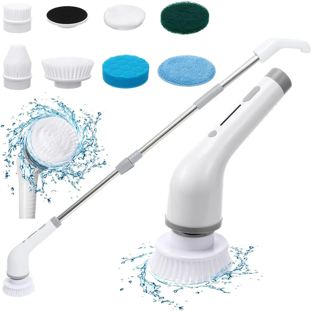 8in1 Electric Spin Scrubber Cordless Electric Cleaning Brush Shower With Adjustable Handle for Floor Wall Shower Tub