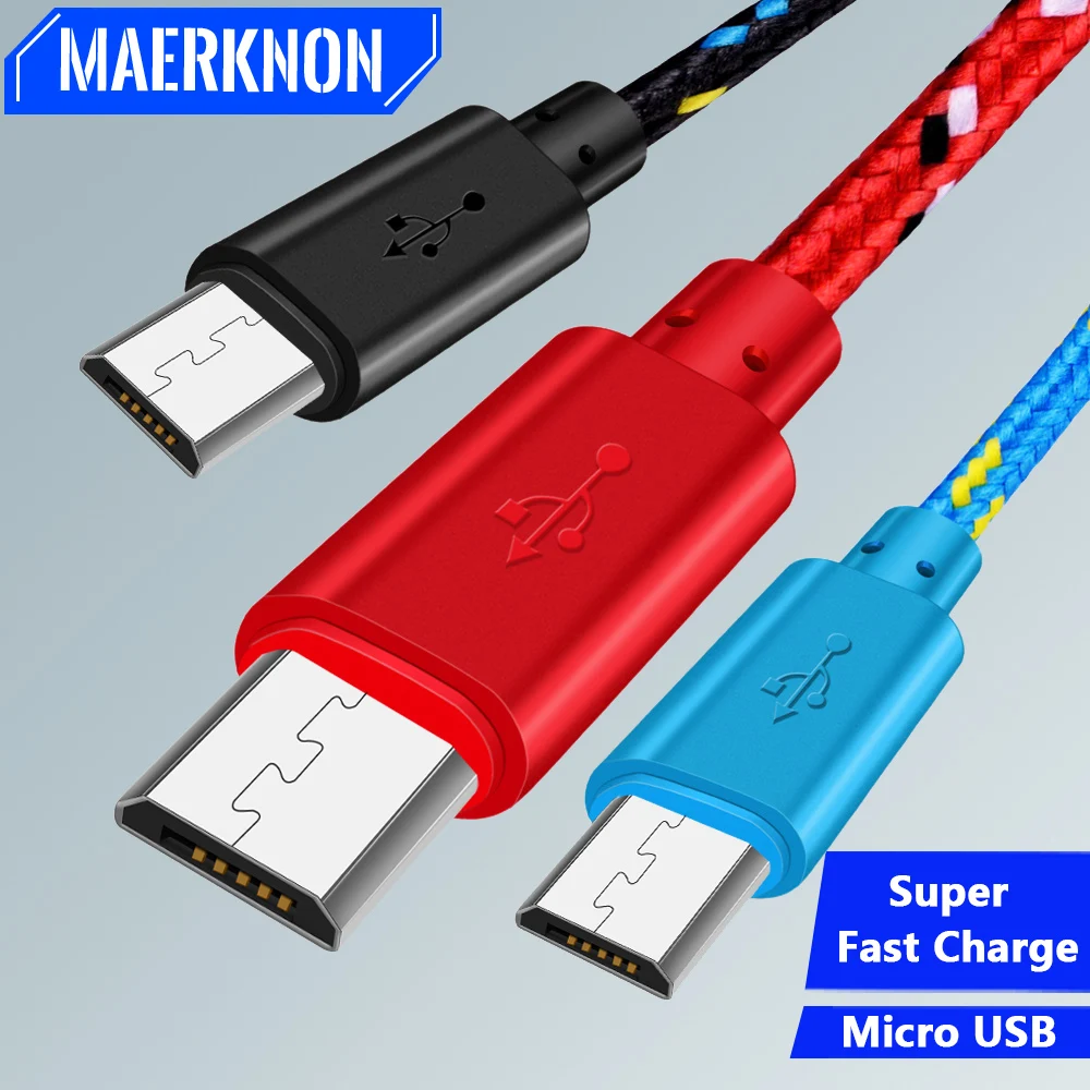 Micro USB Cable Fast Charging Data Sync USB Charger Cable For Samsung Huawei Xiaomi Android Phone Nylon Braided Microusb Cables