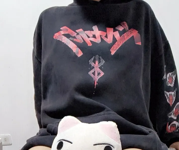 Mens Berserk Hoodies Gothic Print Vintage Washed Hoodie Hip Hop Streetwear Cotton Sweatshirts Harajuku Casual Hooded Pullover