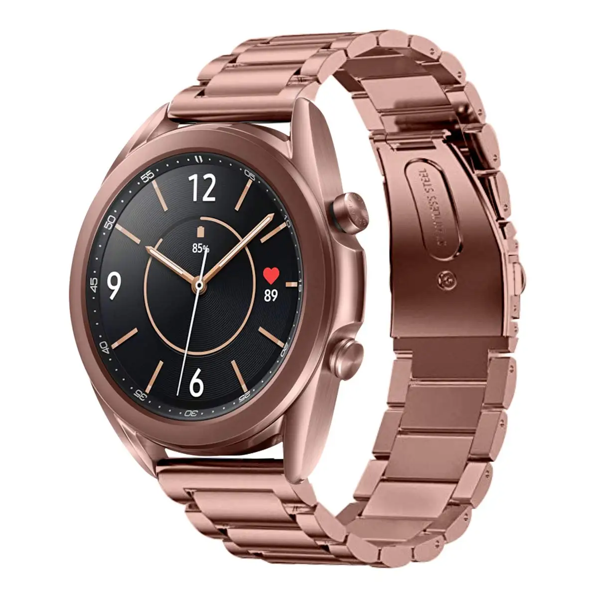 Watch Bands Compatible with Samsung Galaxy Watch 3 Band 41mm Mystic Bronze Stainless Steel Metal Business Strap Accessories tandorio 200m diver automatic watch for men pvd case 41mm dial date nh35 movement ceramic bezel steel or rubber strap