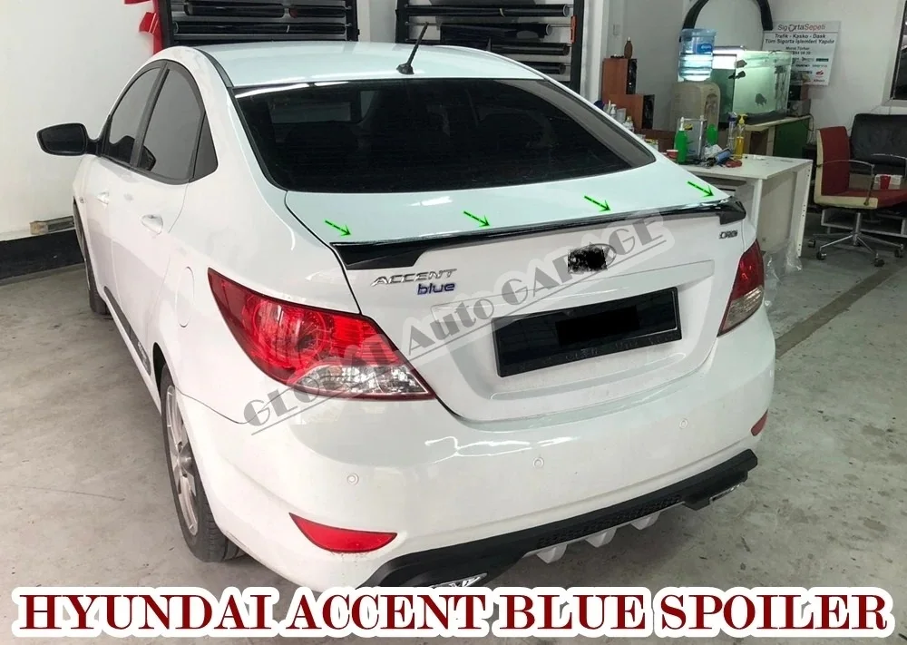 

For Hyundai Accent Blue Spoiler 2011-2021 Auto Accessory Universal Spoilers Car Styling Diffüser Flap Splitter Black