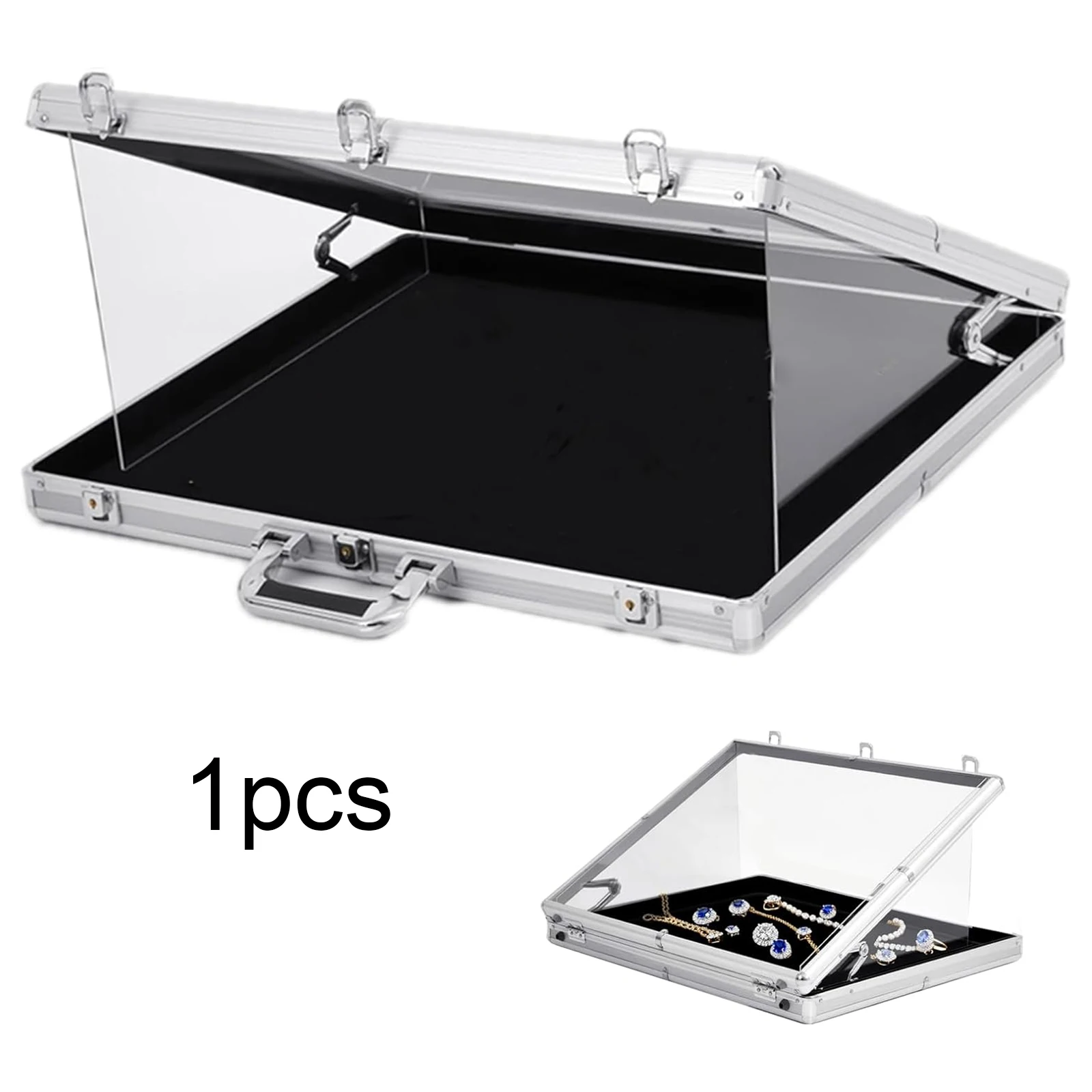Baseballkaart displaykast, sportkaart draagbare aluminium vitrine, tafelmodel, afsluitbaar, voor verzamelkaarten en collectibles