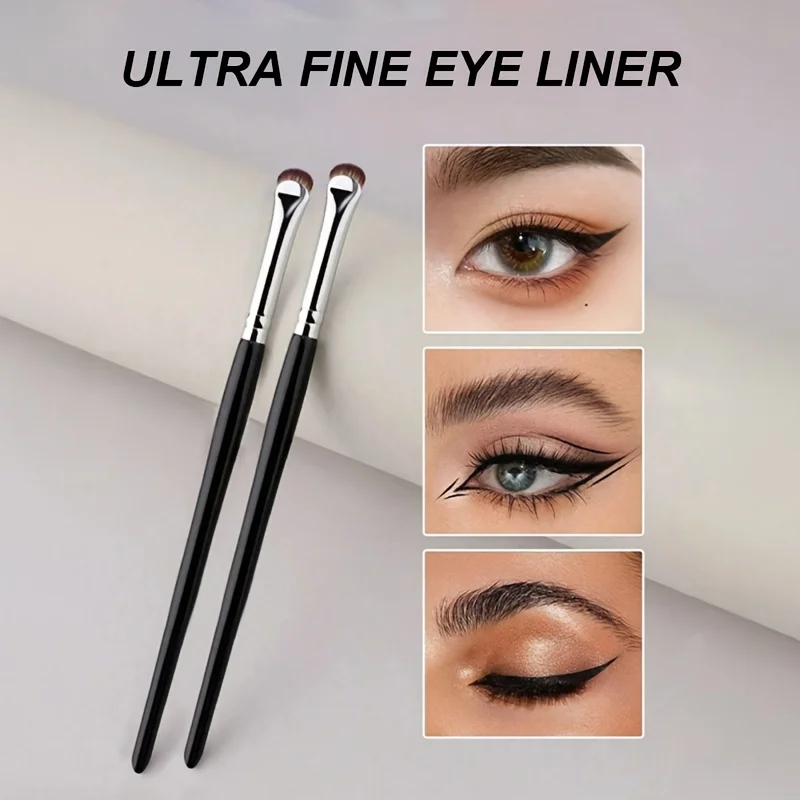 1/2Pcs Black Crescent Eyeliner Brush, Ultra-Thin Precision Eye Makeup Brush for Eyeliner, Lash Line and Eyelid Detail Makeup