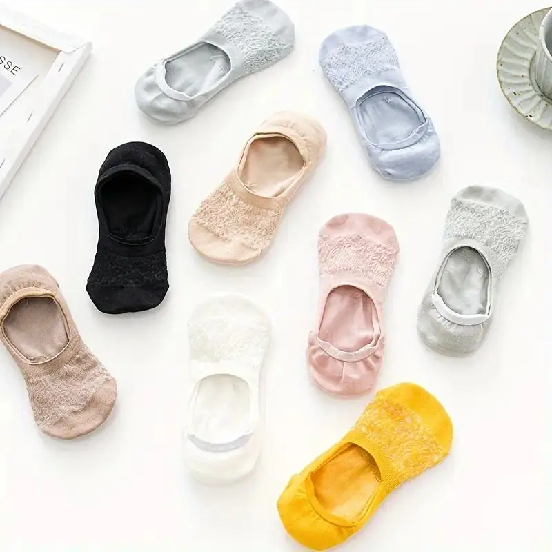 

10 пар разноцветных кружевных носков, впитывающих пот, дышащих и легких, подходят для повседневного ношения студентов.