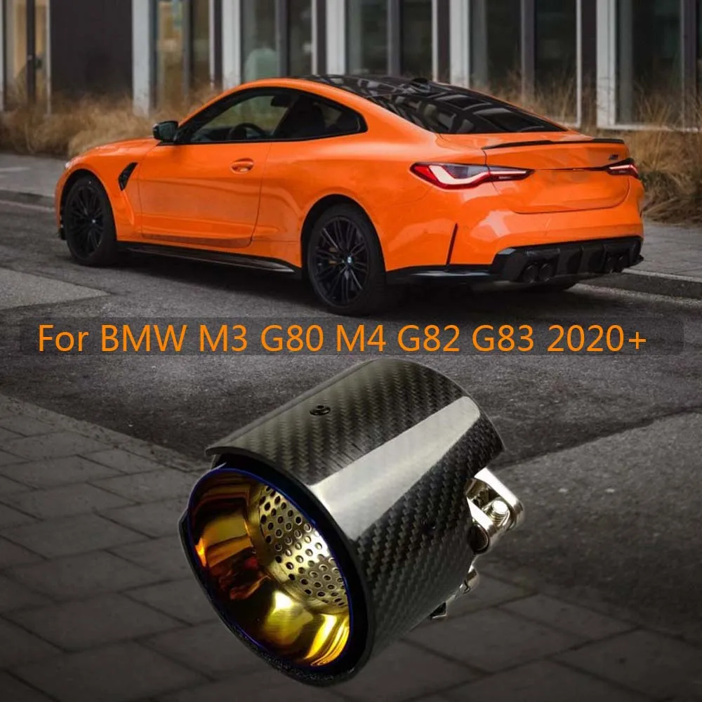 

Для BMW M3 G80 M4 G82 G83 2020+ Наконечники глушителя из нержавеющей стали из углеродного волокна Насадки для выхлопной трубы автомобиля Универсальные задние хвостовые выхлопные трубы