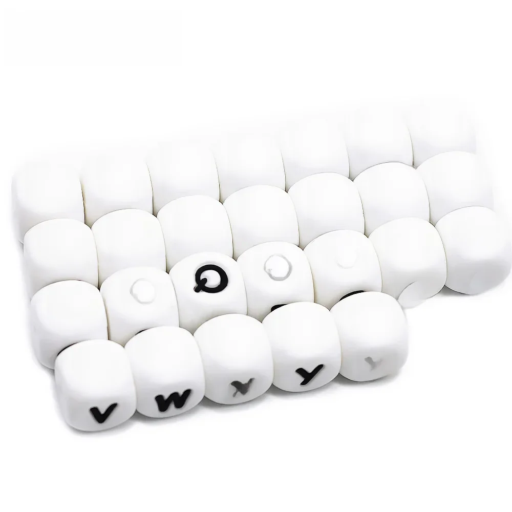 Cute-idea – perles de dentition en Silicone pour bébé, lettres de l'alphabet anglais, accessoires de sucette, produits pour nouveau-nés, 12MM, 10 pièces