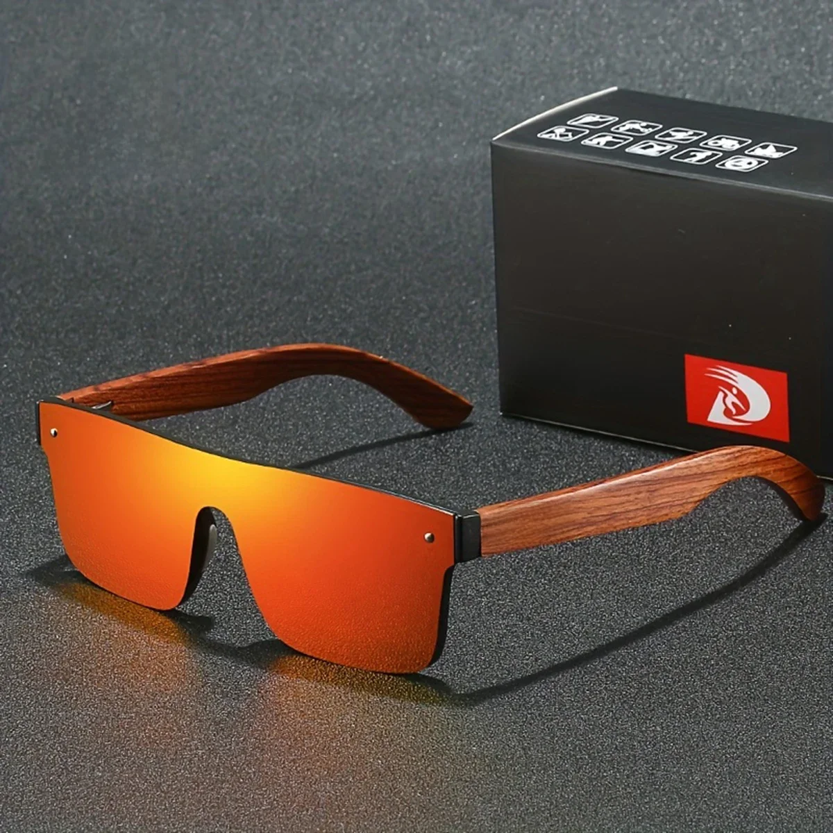DUBERY Polarisierte UV400-Schutz-Sonnenbrille aus Holz für Damen und Herren, 6 Farben, Modell 219