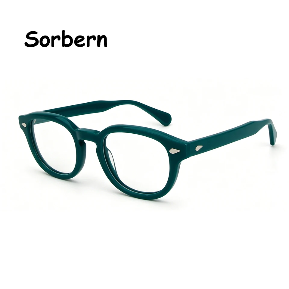 

Brand Designer Mosco Style Round Eyeglasses Frame for Men Women Medium Size Acetate Rivet Eyewear Frame armação de óculos
