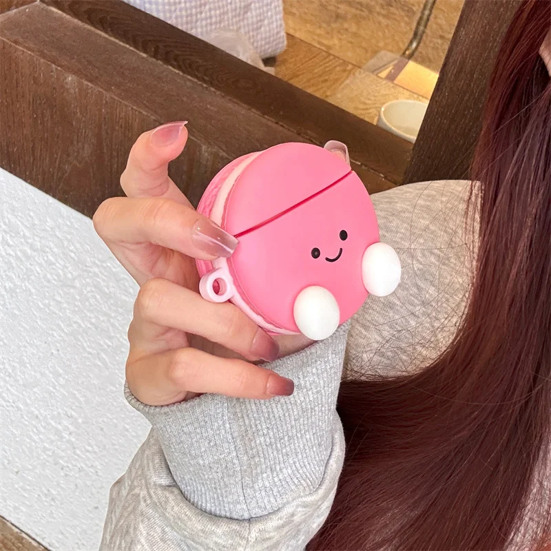 

Cute Pink Macaroon Earphone Case For Apple Airpods 4 3 Pro 2 Cover Kawaii Silicone Headphone Charging Cases For Airpod Pro2 Gen