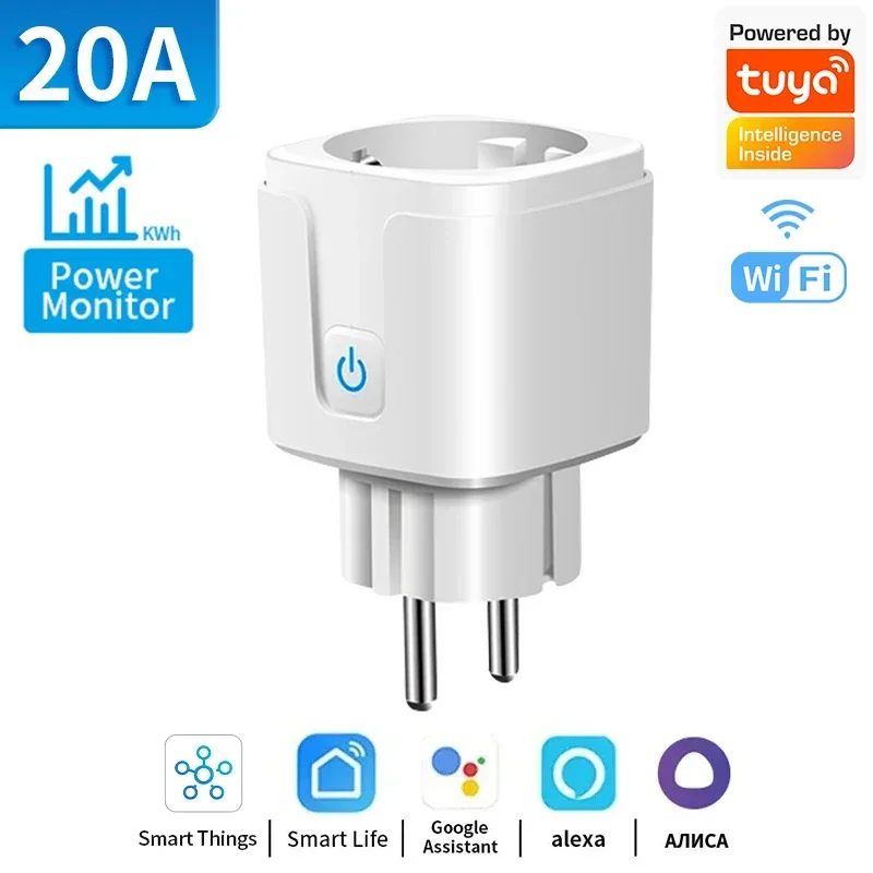 TNCE Tuya Wifi/Zigbee3.0 Smart Socket EU Plug 16/20A Power Monitor Afstandsbediening Smart Leven APP Afstandsbediening Alexa - afbeelding 1