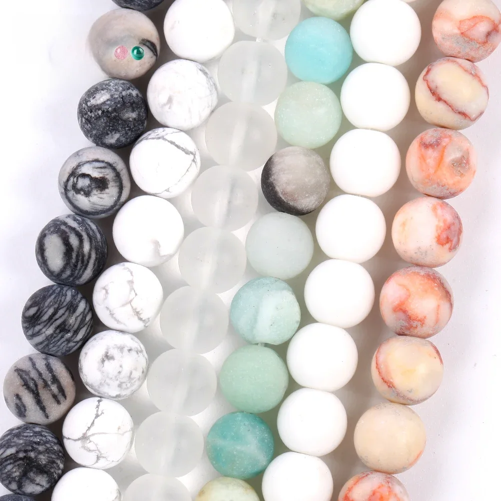 Natürliche Stein Matte Kristall Quartzs Amazonit Howlite Türkisen Verkrustete Web Jaspers Runde Perlen Für Schmuck, Die DIY Armbänder
