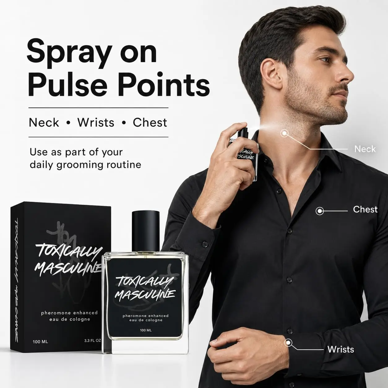 Toxically Masculine Cologne Infused Eau de Cologne for Men, 100 ml / 3.4 Fl Oz Spray, Classic Cologne Scent Masculine Fragrance, Long Lasting Men’s Cologne for Daily Wear, Night Out & Gifts for Him view 6