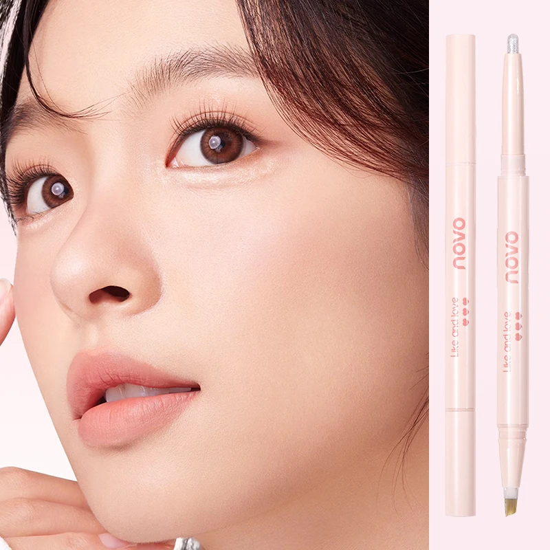 قلم ظلال عيون 2 في 1 وعصا تمييز تحت العين، قلم تفتيح العين غير لامع ولمعان، قلم دودة القز، يدوم طويلاً، غير لزج #3