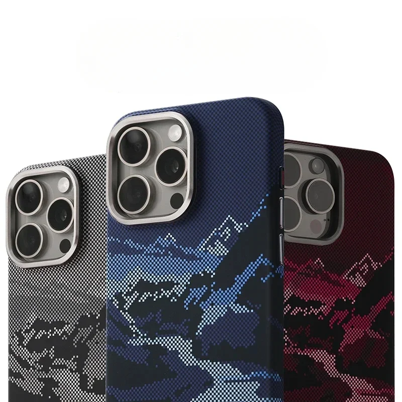 Abstrakcyjny krajobrazowy relief na etui MagSafe do telefonu iPhone 16 15 14 Pro Max 17 z bezprzewodowym ładowaniem, metalowa osłona obiektywu, twarda obudowa PC — zdjęcie produktu 7