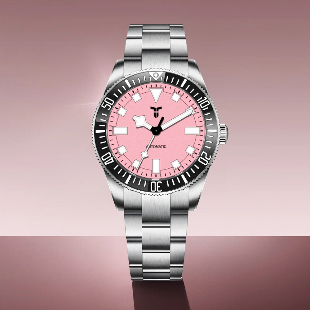 2026 Neue TYBERLEY Rosa Herrenuhren Top Luxus Automatikuhr für Männer Mechanische Uhren AR Saphirglas Leuchtend Wasserdicht Edelstahl Herren Geschenkuhr
